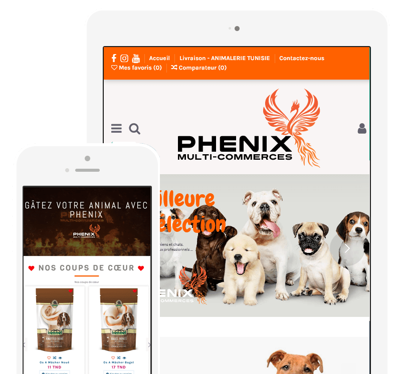 apercu PHENIX animalerie Tunisie création site web ideal conception
